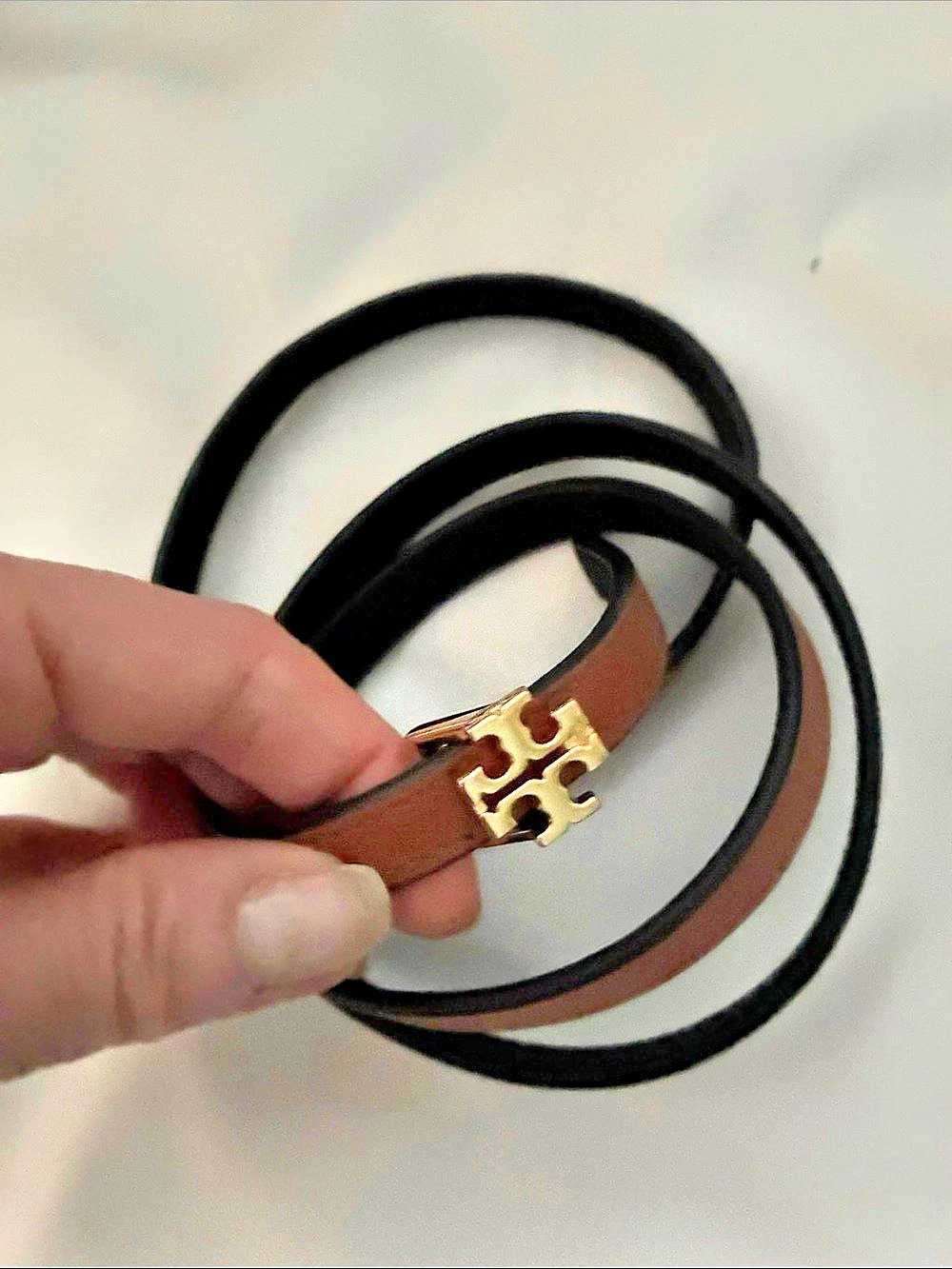 Tory Burch Miller Reversible Leather Belt Brown & Black